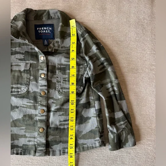 French Toast Kids Boys Camo Jacket Size 5 Army Green Button Military Style Coat - Picture 9 of 9